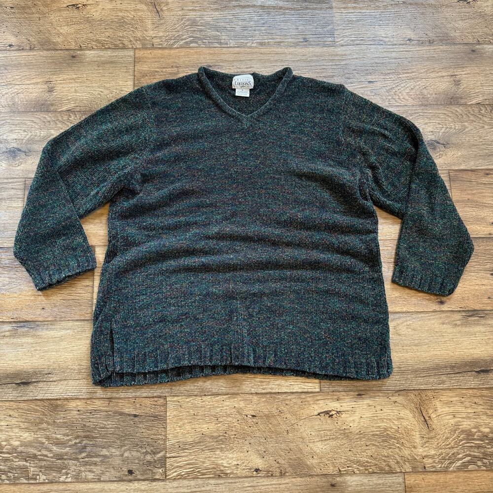 Vintage 90s Multicolored V Neck Knit Sweater